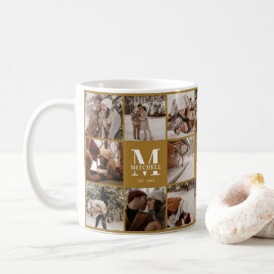Caneca De Café Na moda Vintage Dourado com a Colagem de Fotos Múl