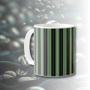 Caneca De Café Na moda Vintage Olive Sage Green Black 3D Striped
