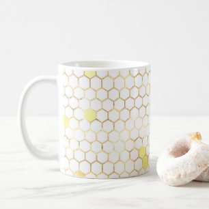 Caneca De Café Na moda White Dourada Honeycomb