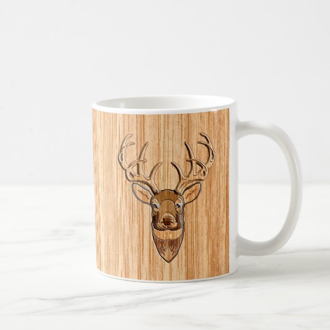 Caneca De Café Na moda White Tail-Deed-Head Wood-Impressão (Direita)