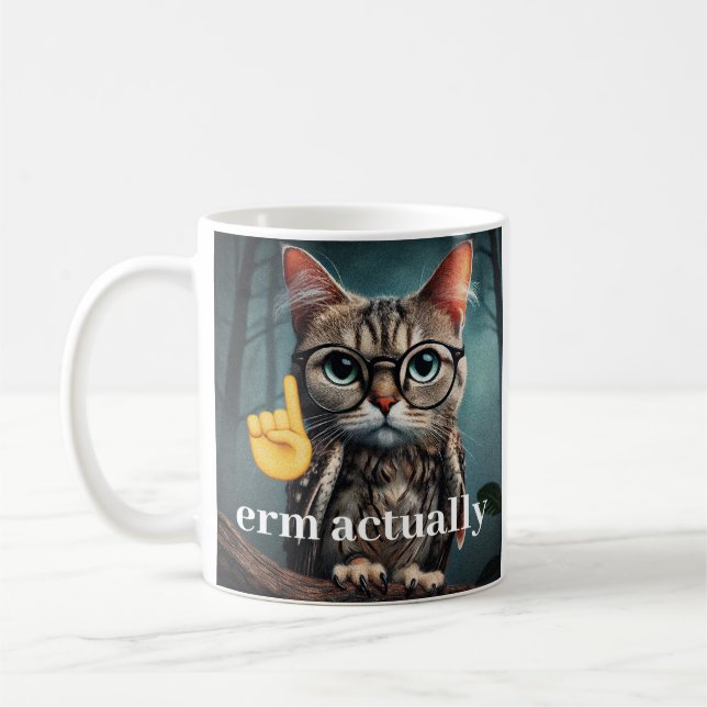 Caneca De Café Na Verdade... Nerd Cat Meme Mug (Esquerda)