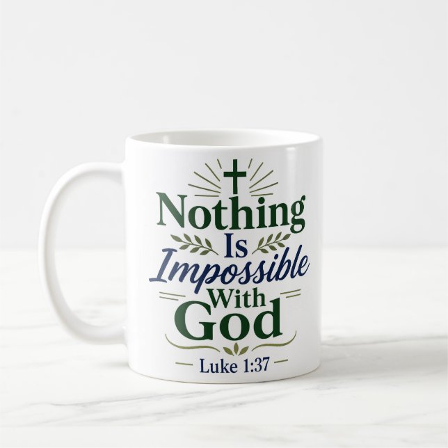 Caneca De Café Nada É Impossível Com Versículo Bíblico Da Citação (Esquerda)