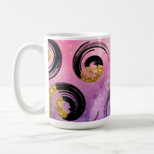 Caneca De Café Nadarias Elegantes de Preto e Dourado