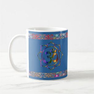 Caneca De Café Namaste Aum Om Lotus com o Rainbow Vintage Border