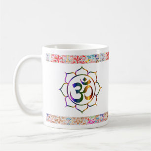 Caneca De Café Namaste Om Lotus Rainbow Vintage Border Spiritual