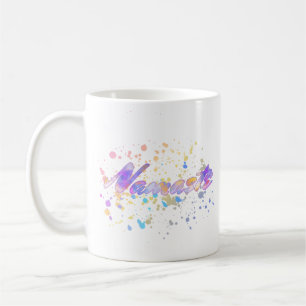 Caneca De Café Namaste para Ioga Aquarela Rosa Malva Amarelo Azul