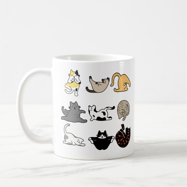 Caneca De Café Namaste Yoga Cat Poses (Esquerda)