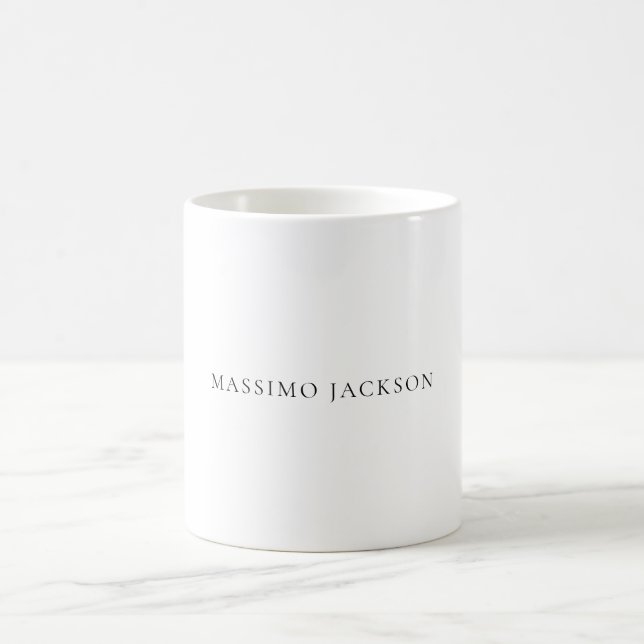 Caneca De Café Name Minimalist Modern Plain Simple Black White (Centro)