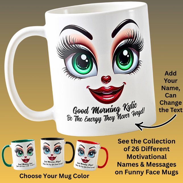 Caneca De Café Name Motivation Kylie Fabulous Eyes Funny Face (Criador carregado)