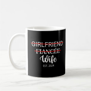 Caneca De Café Namorada Fiancée Wife Est. casal Casado 2024