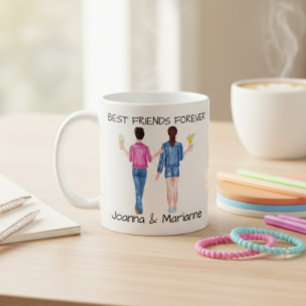 Caneca De Café Namorada Melhor Amigo Brunette Personalizado Water