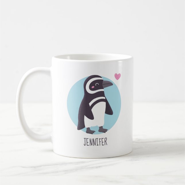 Caneca De Café Namorada Pinguim Fofa Personalizada (Esquerda)
