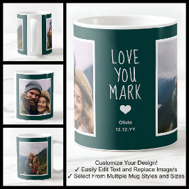 Caneca De Café Namorado Amor Você Fotos Moderno Verde C21 & Branc