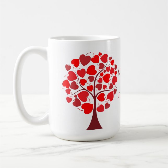 Caneca De Café Namorados de Árvore do Coração Vermelho (Esquerda)