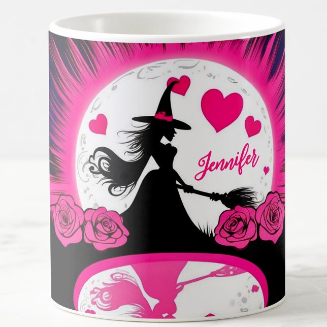 Caneca De Café Namorados de bruxa-rosas-rosa-mágicas (Criador carregado)