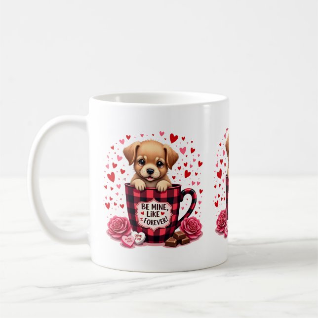 Caneca De Café Namorados De Cãezinho Buffalo Xadrez Estética Cane (Esquerda)