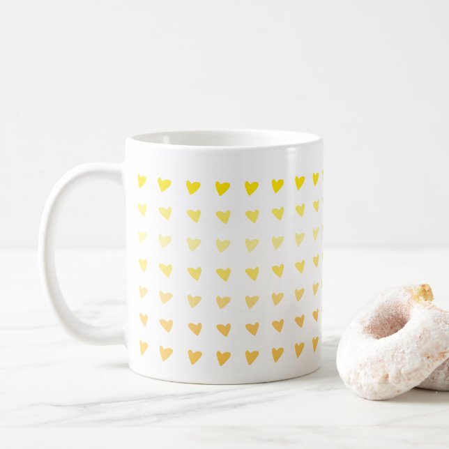 Caneca De Café Namorados de Coração Amarelo Adoram Mug (Com Donut)