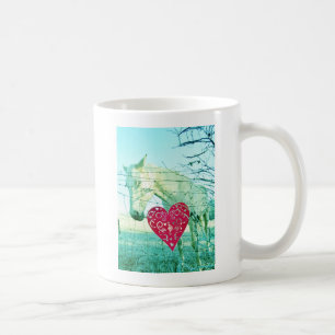 Caneca De Café Namorados de Coração Vermelho Cavalo Branco