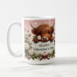 Caneca De Café Namorados De Vaca Em Highland Com Rosas Brancas
