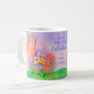Caneca De Café Namorados do amor do safari do girafa do unicórni