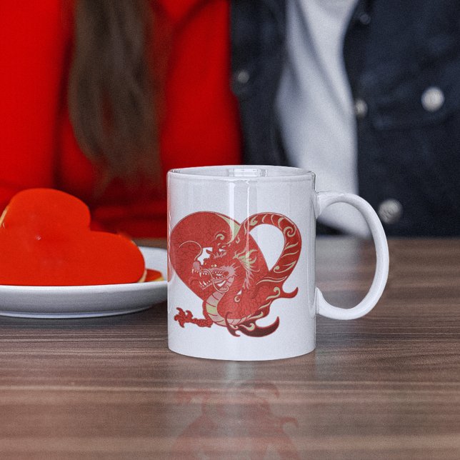 Caneca De Café Namorados do Coração do Dragão (Dragon Heart Valentine Coffee Mug)