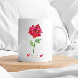 Caneca De Café Namorados do século médio Rosa vermelha