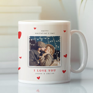 Caneca De Café Namorados Fotográficos de Corações Vermelhos