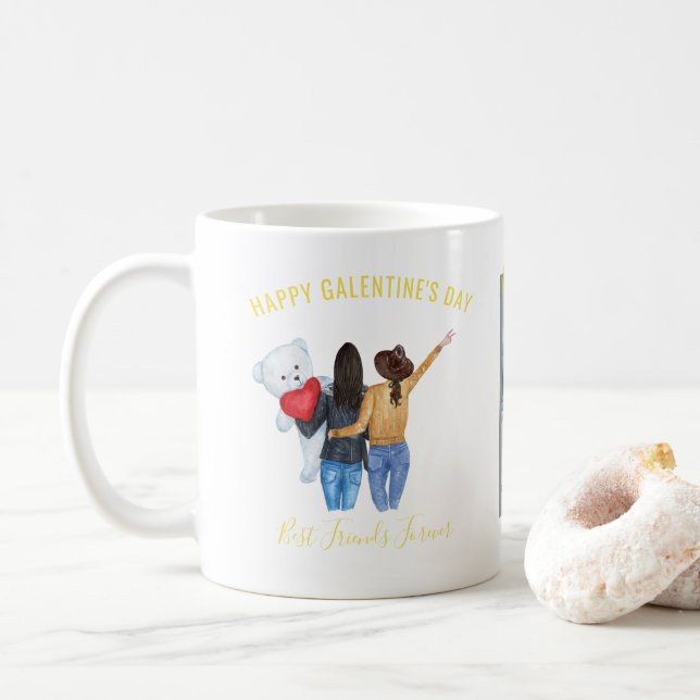 Caneca De Café Namorados Galentine | Foto dos melhores amigos do  (Com Donut)