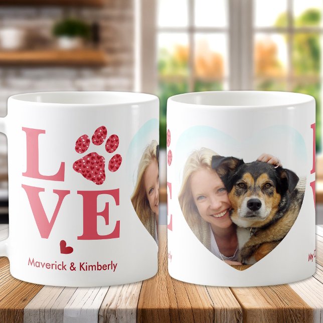 Caneca De Café Namorados Personalizado de Pet LOVE Heart Photo Do (Criador carregado)
