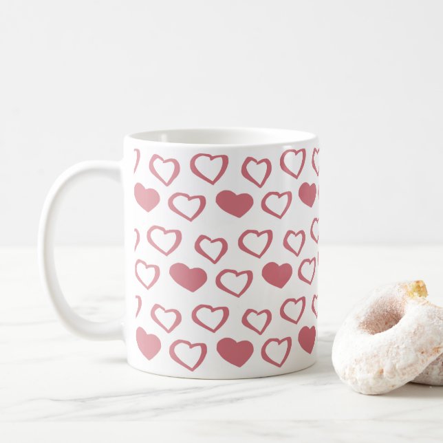 Caneca De Café Namorados Pink Heart Love (Com Donut)