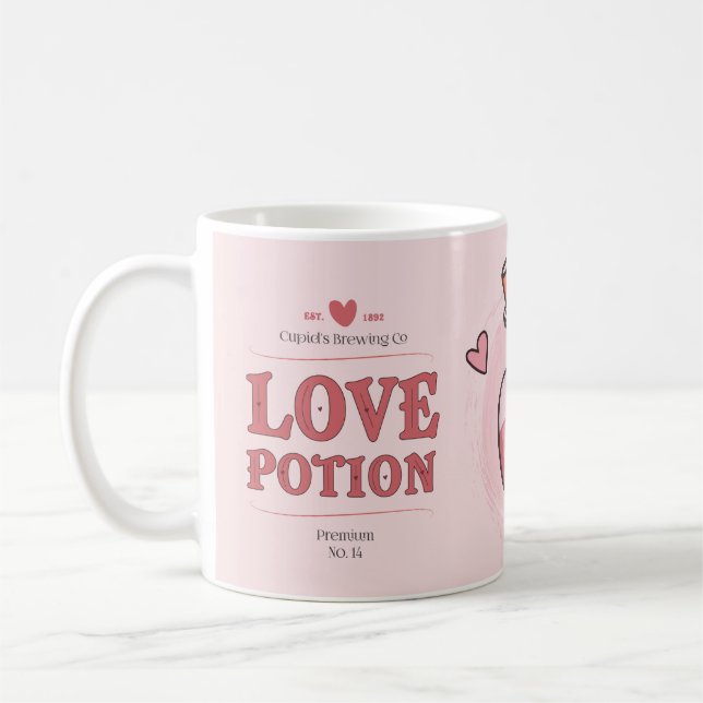 Caneca De Café Namorados Rosa Adorável Feitiço De Amor Cupido (Esquerda)