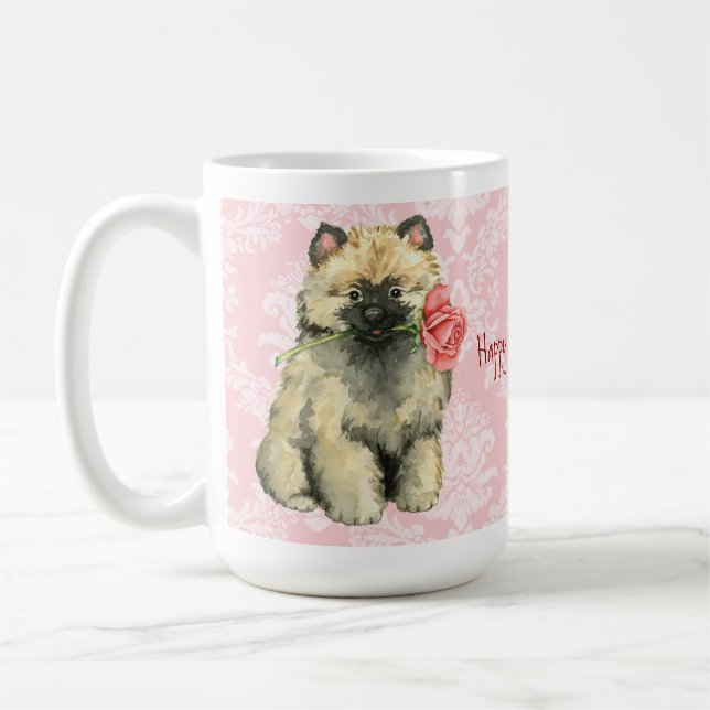 Caneca De Café Namorados Rosa Keeshond (Esquerda)