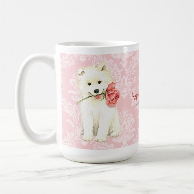 Caneca De Café Namorados Rosa Samoyed (Esquerda)