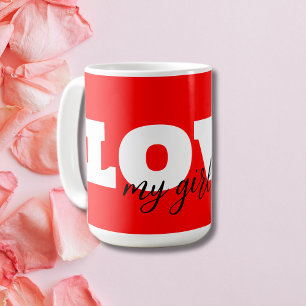 Caneca De Café Namorados Vermelho Neon White LOVE