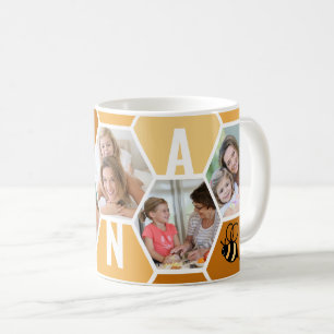 Caneca De Café Nana 5 Foto Editável 4 Letras Abelha e Mel
