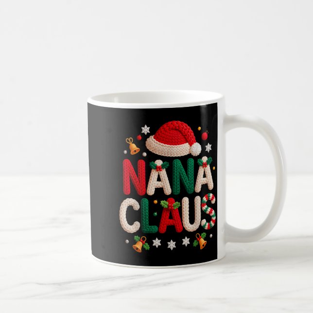Caneca De Café Nana Claus Knitted Design Grandma Pajama Family Ma (Direita)