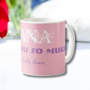 Caneca De Café "Nana, Eu Te Amo Tanto" Personalizado Branco/Rosa