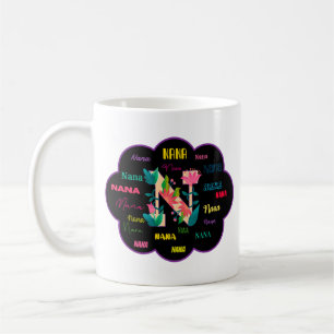 Caneca De Café Nana Floral Nome da Flor Inicial