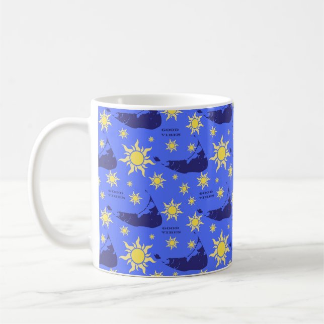 Caneca De Café Nantucket Good Vibs em Blue Coffee Mug (e outros (Esquerda)