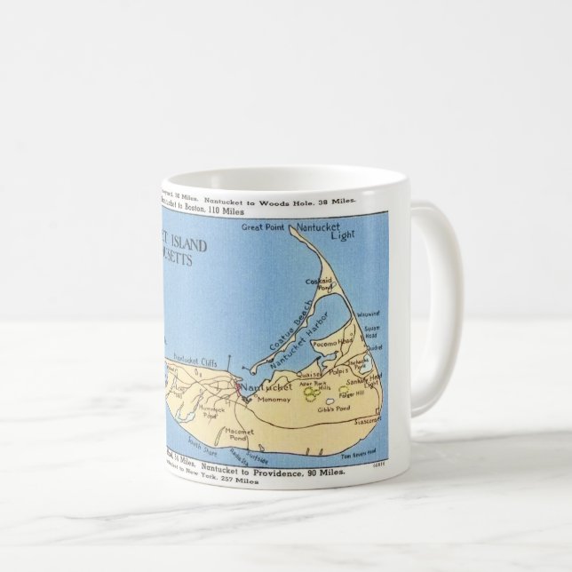 Caneca De Café Nantucket Island Map Mug (Frente Esquerda)