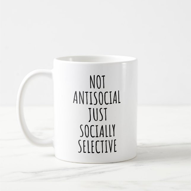 Caneca De Café Não Antisocial Apenas Engraçado Seletivo Socialmen (Esquerda)
