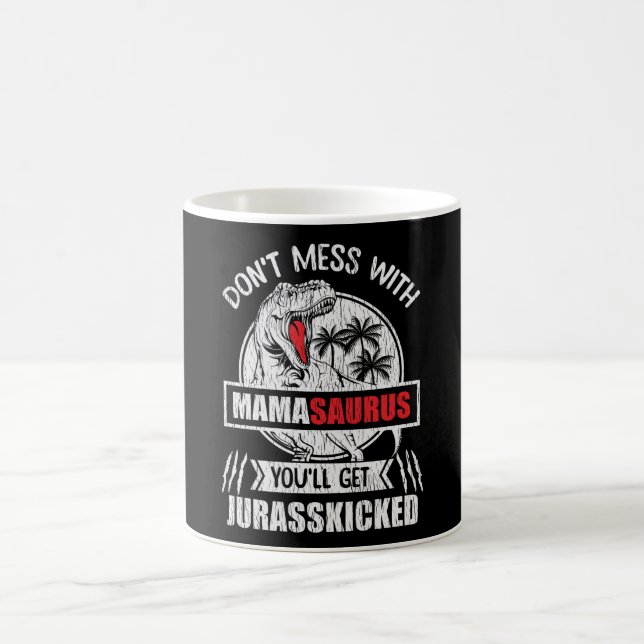 Caneca De Café Não Brinque Com a Mamãe Saurus Família de Dinossau (Centro)