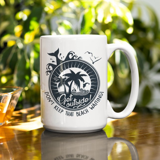 Caneca De Café Não deixe aquela praia esperando | Tropical Pun (Criador carregado)
