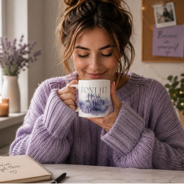 Caneca De Café "Não Deixe o Medo Controlá-lo – Motivação Elegante (Criador carregado)