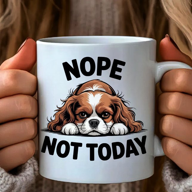 Caneca De Café Não Hoje Cachorro Pug Meme Engraçado (Criador carregado)