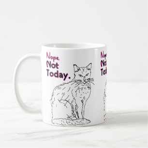 Caneca De Café Não Hoje Desenho de Gato Ilustração