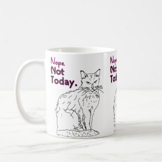 Caneca De Café Não Hoje Desenho de Gato Ilustração