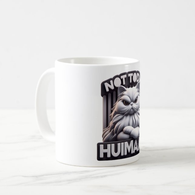 Caneca De Café Não Hoje, Huimaan Funny Grumpy Cat Mug - Sarcástic (Frente Esquerda)