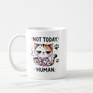 Caneca De Café Não Hoje Humano, Gato Engraçado, Preguiçoso, Prese