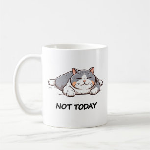 Caneca De Café Não Hoje Mug   Gato Engraçado